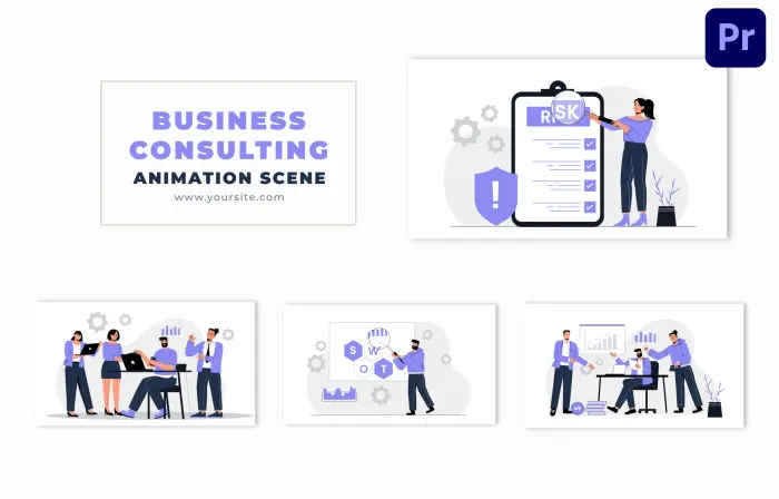 Business Advisory Concept Flat Design Character Animation Scene